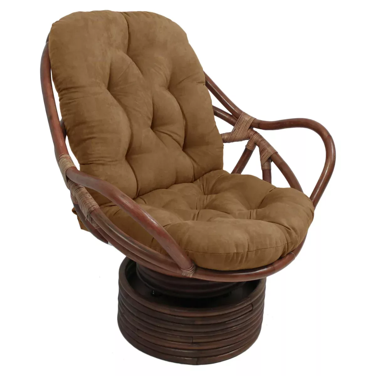 Blazing Needles 48" x 24" Solid Micro Suede Swivel Rocker Cushion Saddle Brown