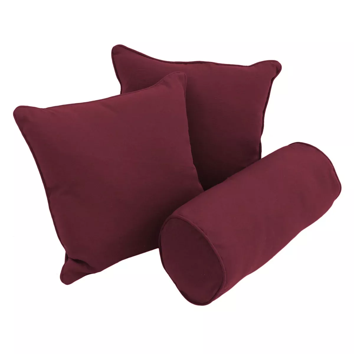 Blazing Needles Corded Twill Throw Pillow Set, Burgundy 3 Count