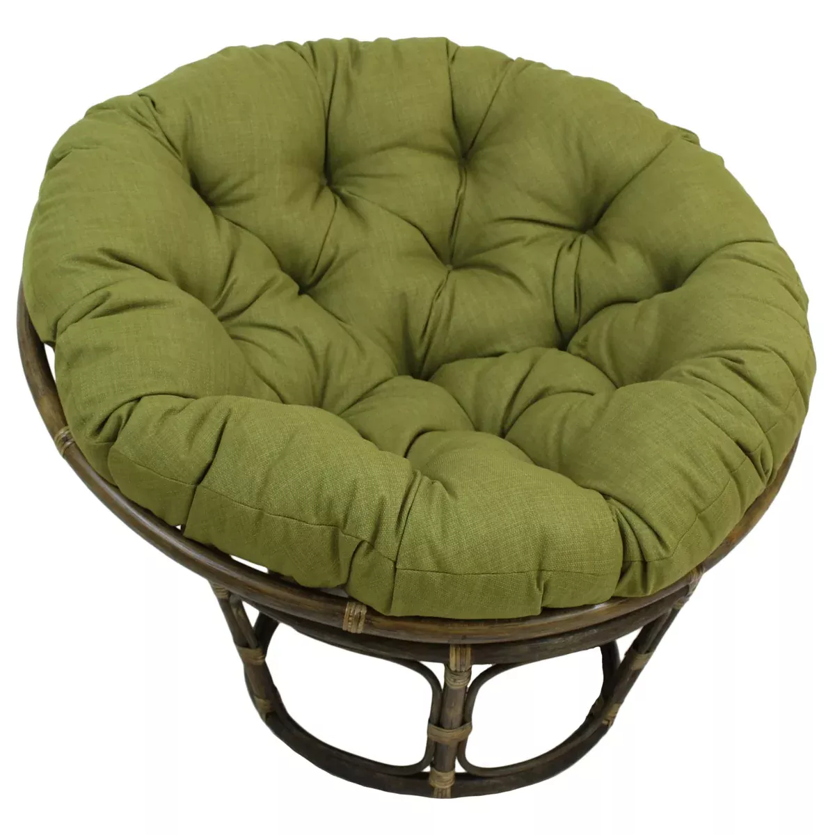 Blazing Needles Solid Outdoor Spun Polyester Papasan Cushion, 52", Avocado