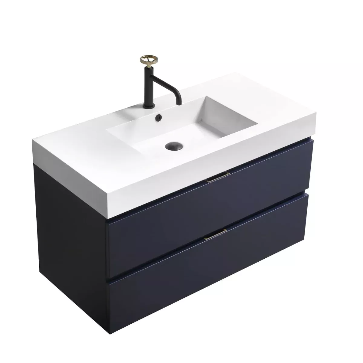 Bliss 40" Blue Wall Mount Modern Bathroom Vanity