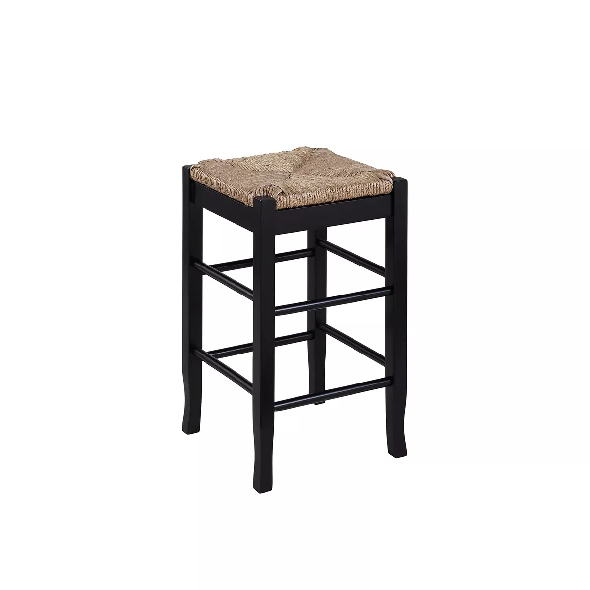 Boraam Square Rush Seat Counter Height Stool, 24-Inch, Black