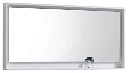 Bosco 60" Framed Mirror With Shelve - Gloss White Finish