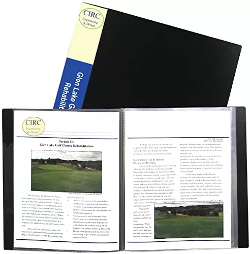 Bound Sheet Protector Presentation Book, 12 Sleeves, 11 x 8-1/2, Black
