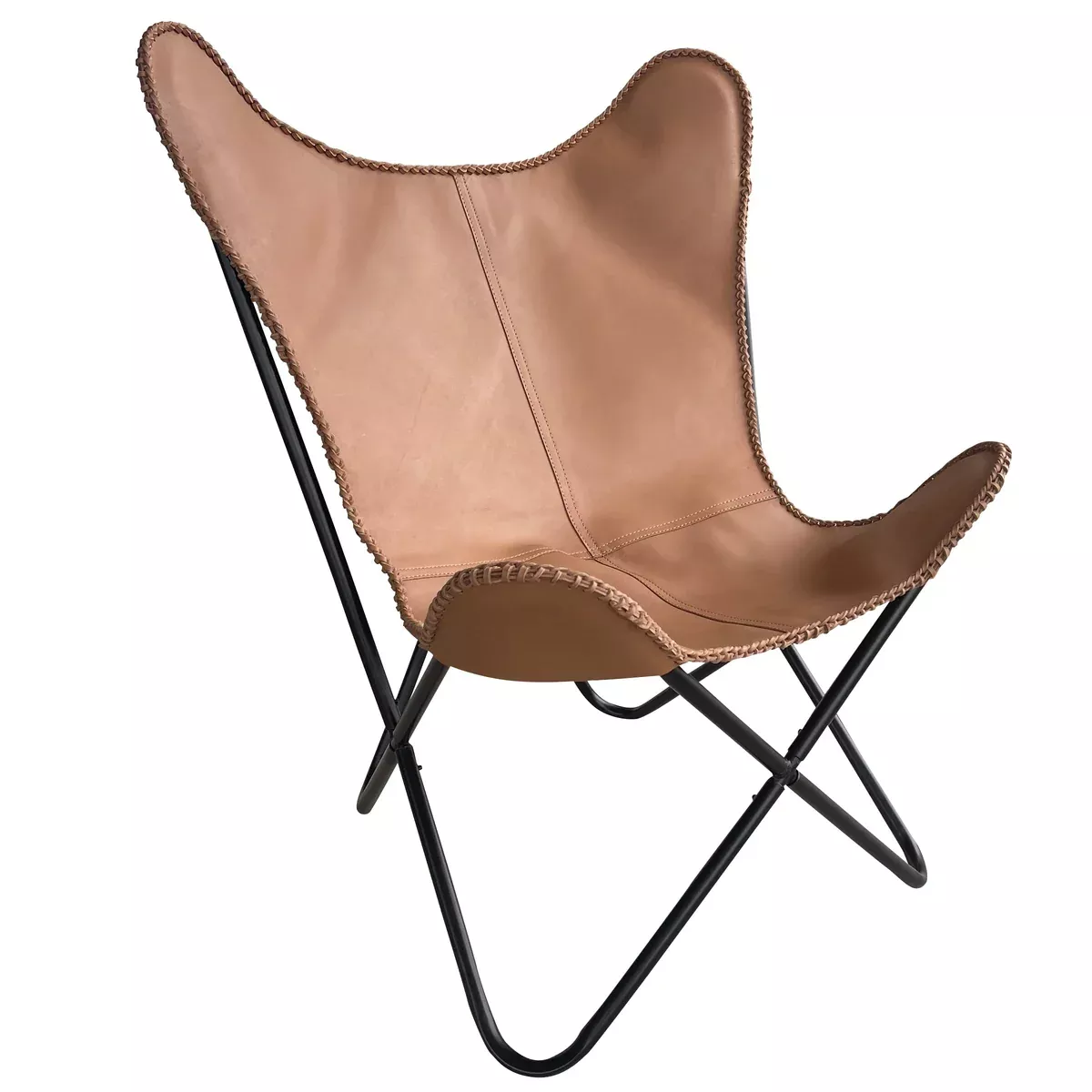 Buffalo Tools AmeriHome Genuine Leather Butterfly Chair - Light Tan