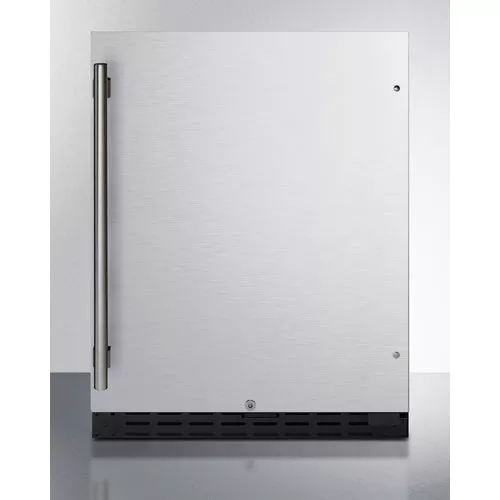 Built-In Undercounter ADA Compliant Refrigerator With Stainless Steel Door, Black Cabinet, Door Storage, Lock, And Digital Controls - AL54 Summit