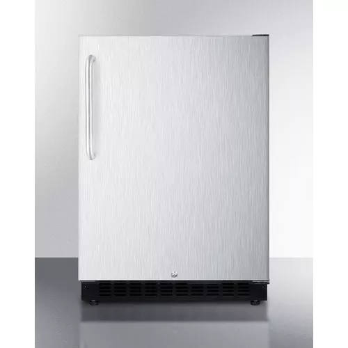 Built-In Undercounter ADA Compliant Refrigerator With Wrapped Stainless Steel Exterior, Horizontal Handle, Door Storage, And Digital Controls - AL54CSSHH Summit