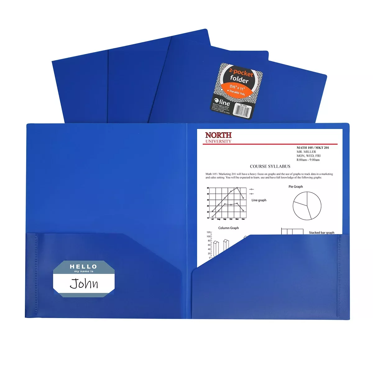 C-Line Two-Pocket Heavyweight Poly Portfolio, for Letter Size Papers, Includes Business Card Slot, Assorted Colors, 10 Pack (32950)