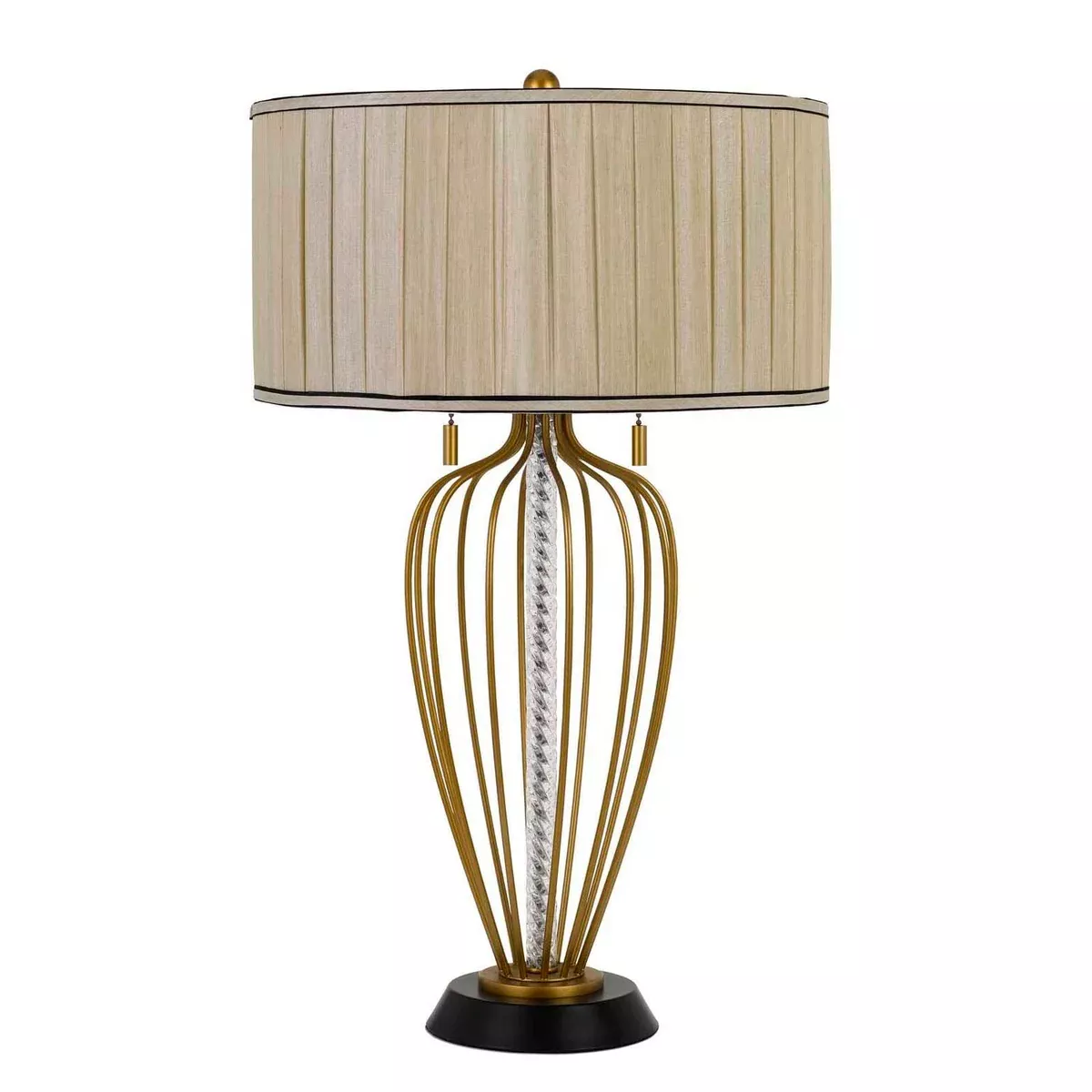 Cal Lighting BO-2859TB Transitional Two Light Table Lamp from Laval Collection in Brass Finish, 18.00 inches