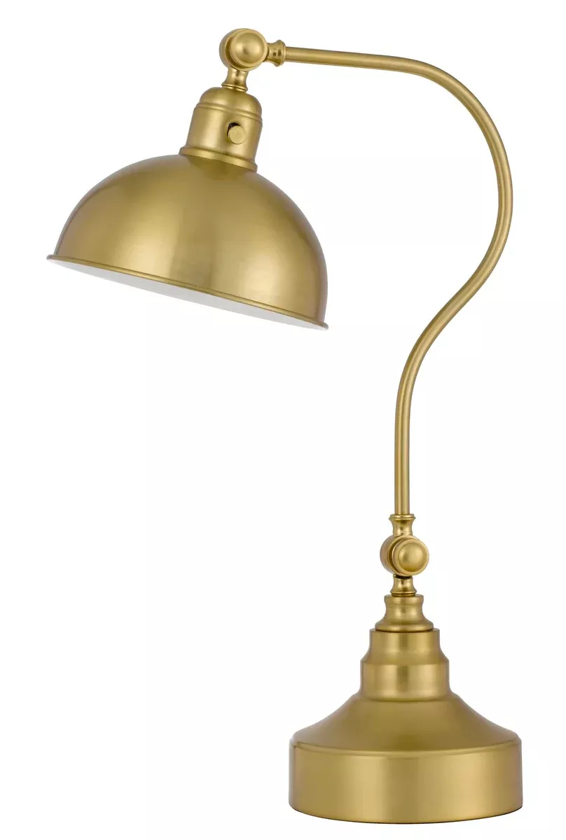 Cal Lighting BO-3025DK-AB Industrial Adjustable Metal Downbridge Desk Lamp with Half Dome Metal Shade