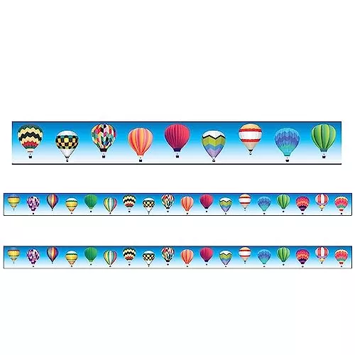 Charles Leonard Borders/Trims, Magnetic, Rectangle Cut - 1-1/2" x 24", Hot Air Balloon Theme, 24' per Pack, 2 Packs (CHL28110-2)