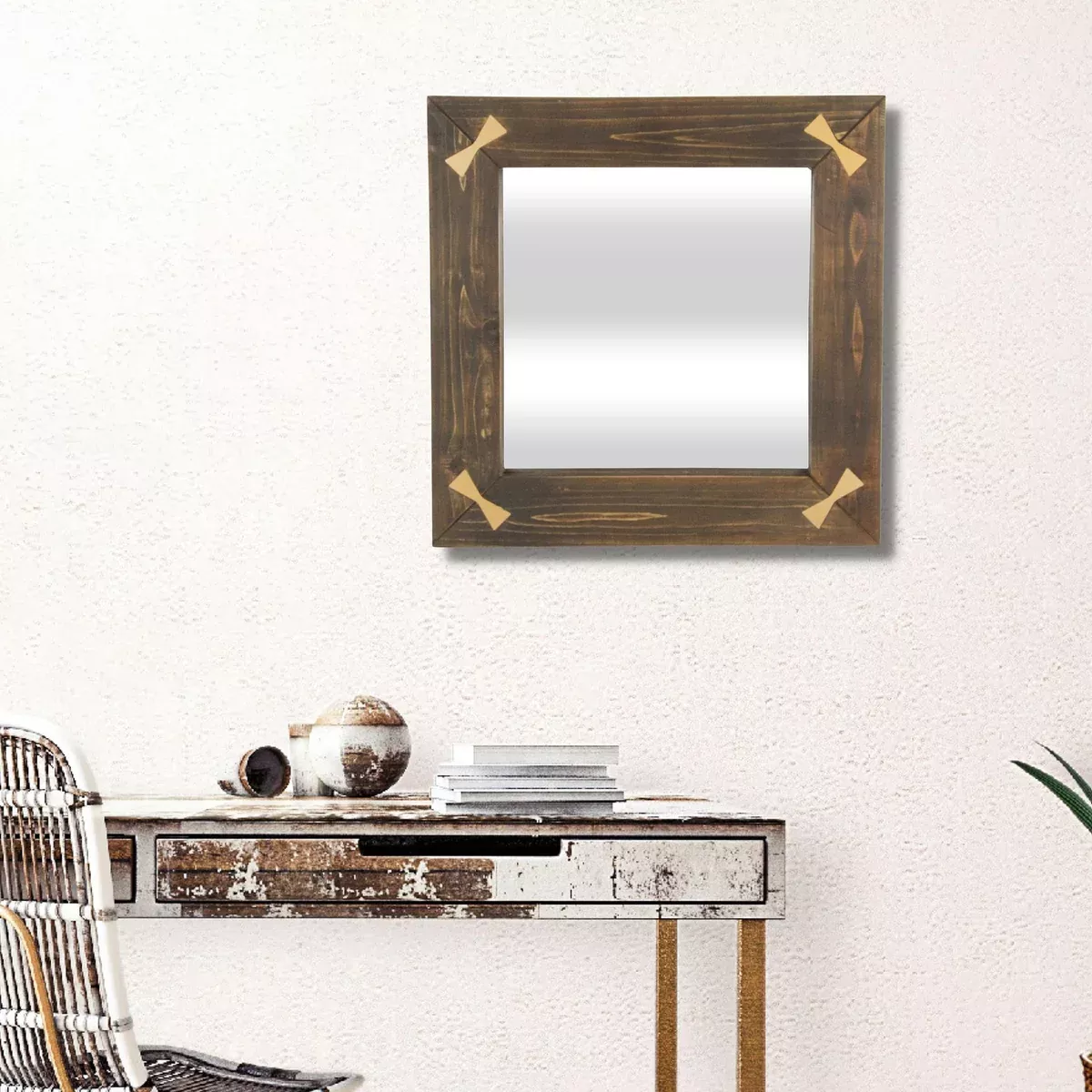 Cheung's Beloitte Square Wood Accent Mirror (5712BR)