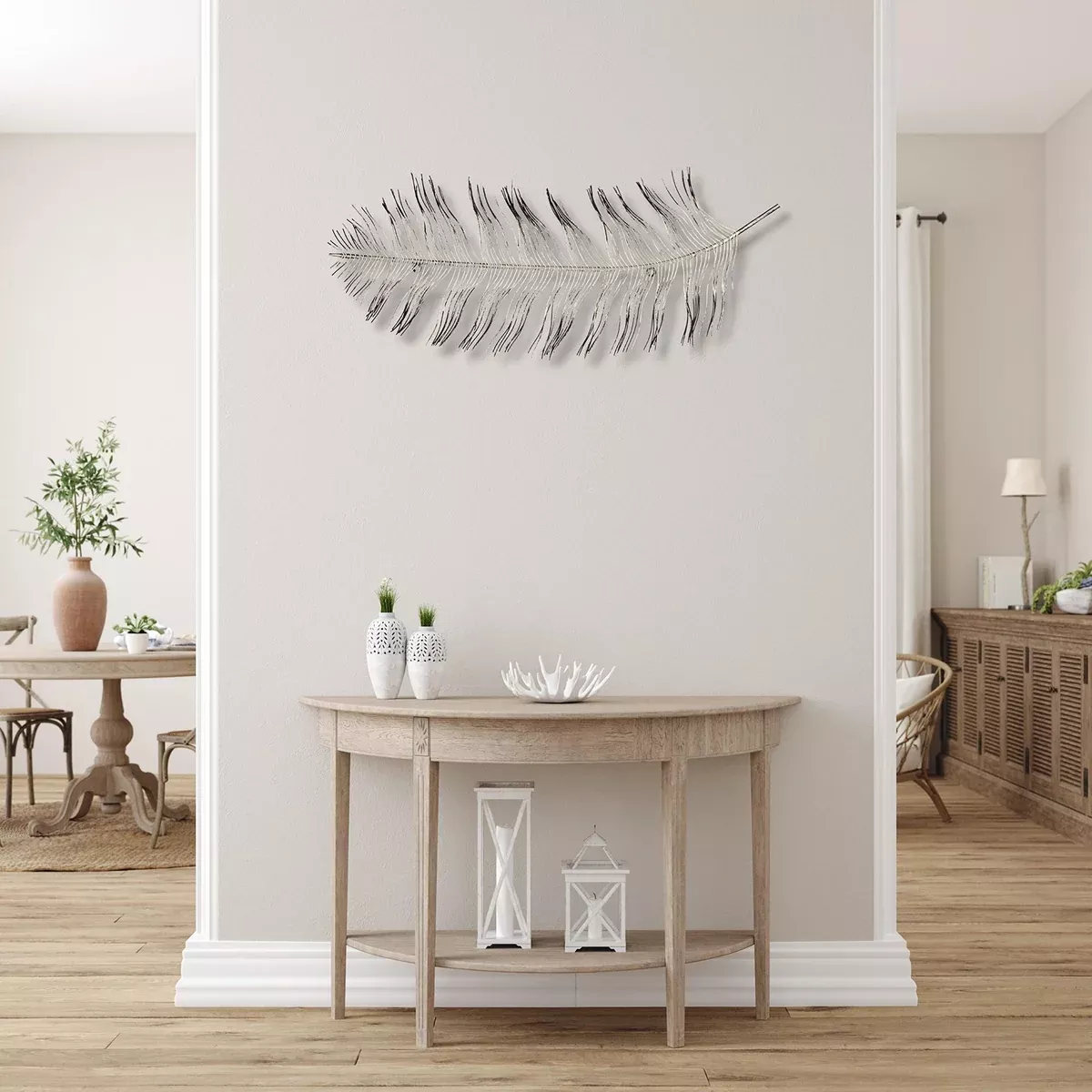 Cheung's Decorative metal peacock feather wall decor, Multicolored, (4736)