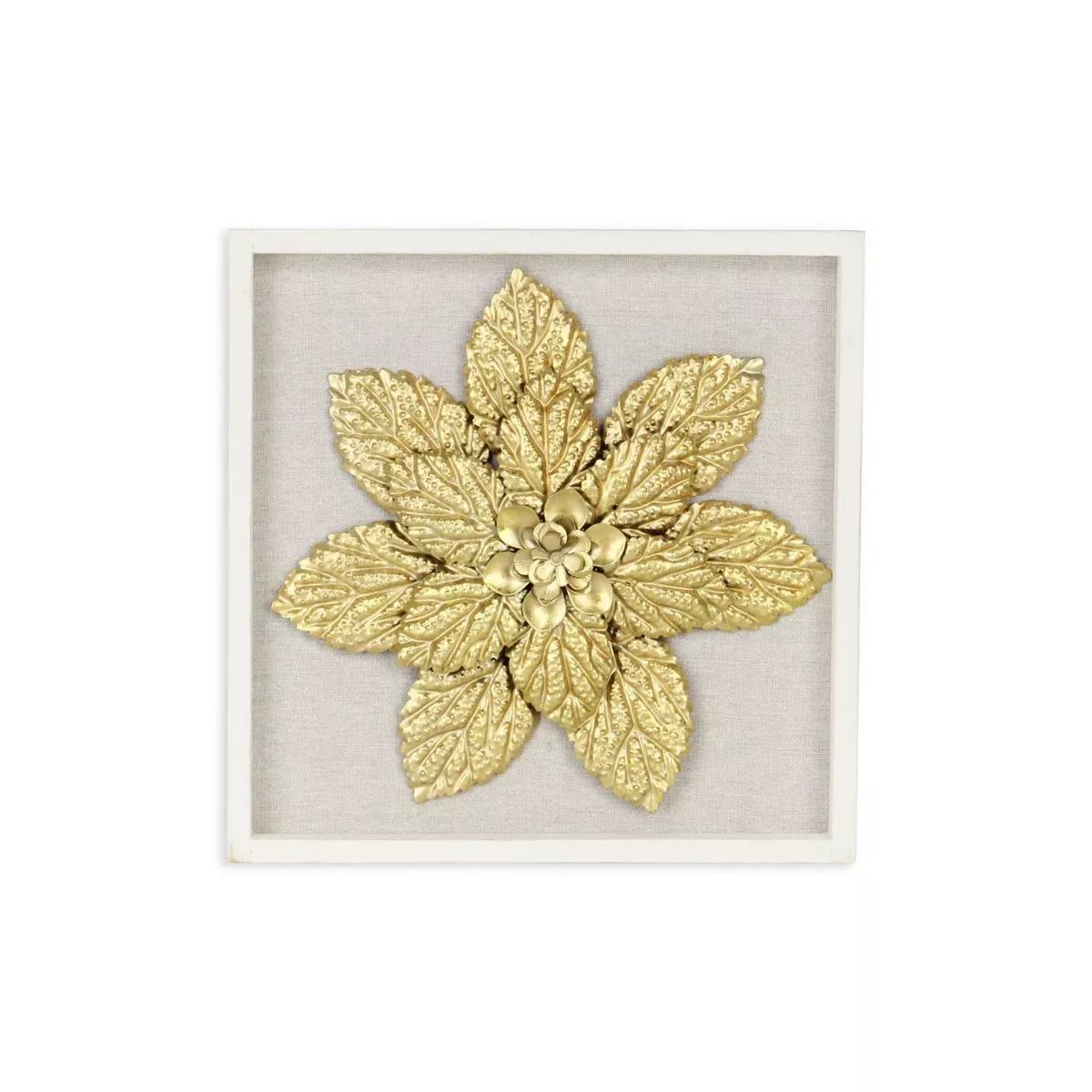 Cheung's Gold Flower with White Frame Wall Décor