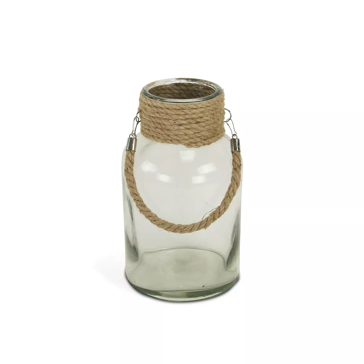 Cheung's Golena Large 6.75" Diameter Round Glass Jar with Rope Wrapped Neck
