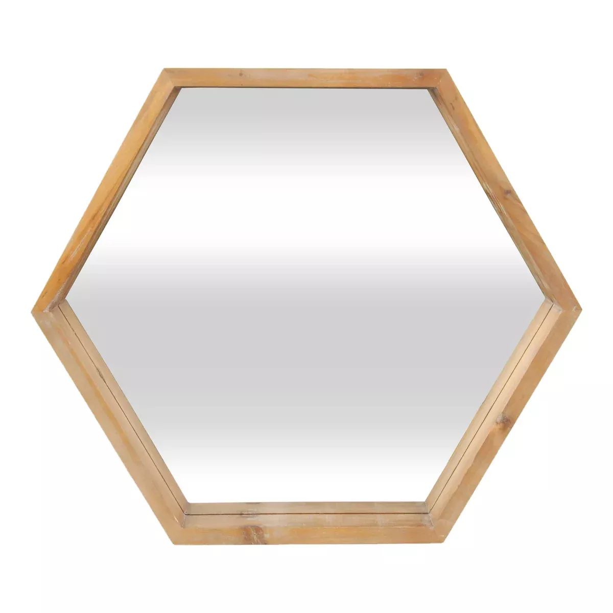 Cheung's Hexagon Mirror with Wood Frame