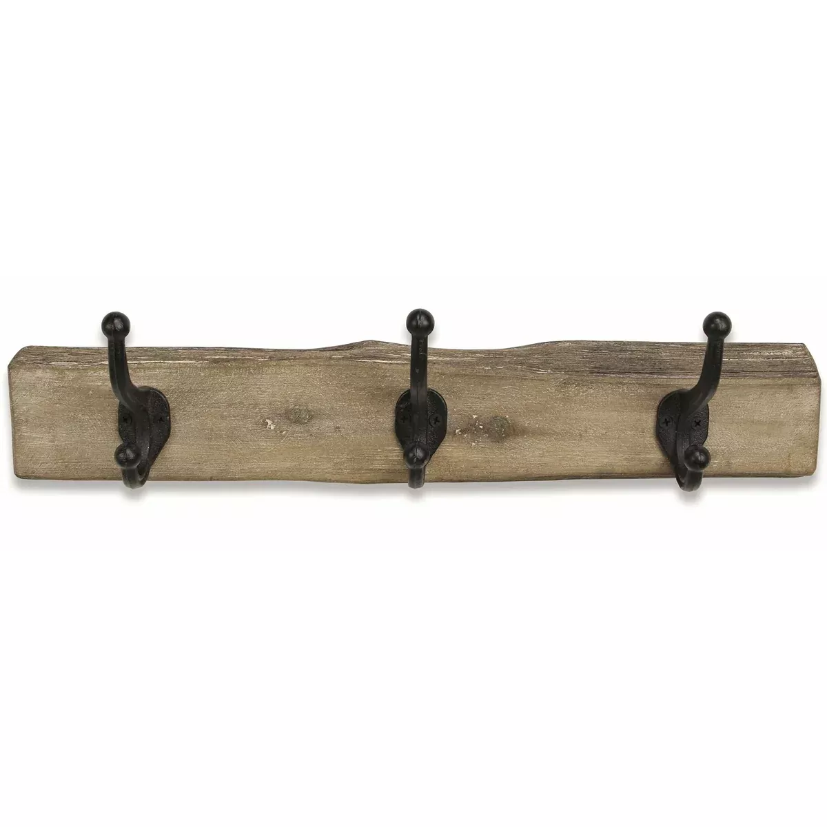 Cheung's Rustic Wood Plank with 3 Hooks Wall Storage, Brown