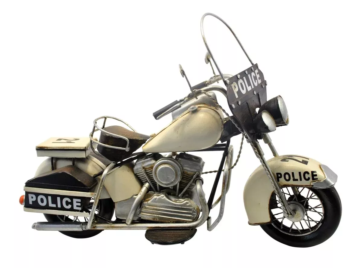 Cheung's White/Black Police Motorcycle Decorative Model, Multicolor