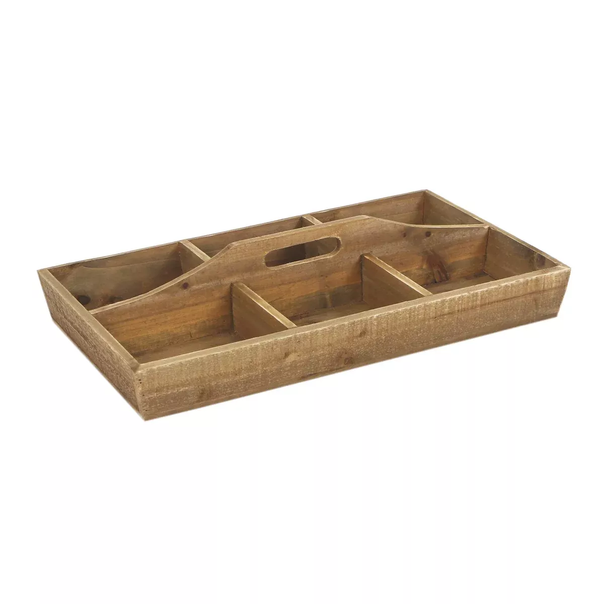 Cheungs 6 Compartment Wood Caddy with Center Handle