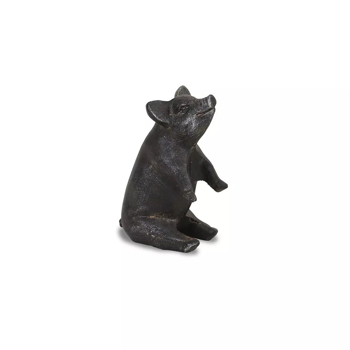 Cheungs Cast Iron Sitting Pig Table Décor, Black
