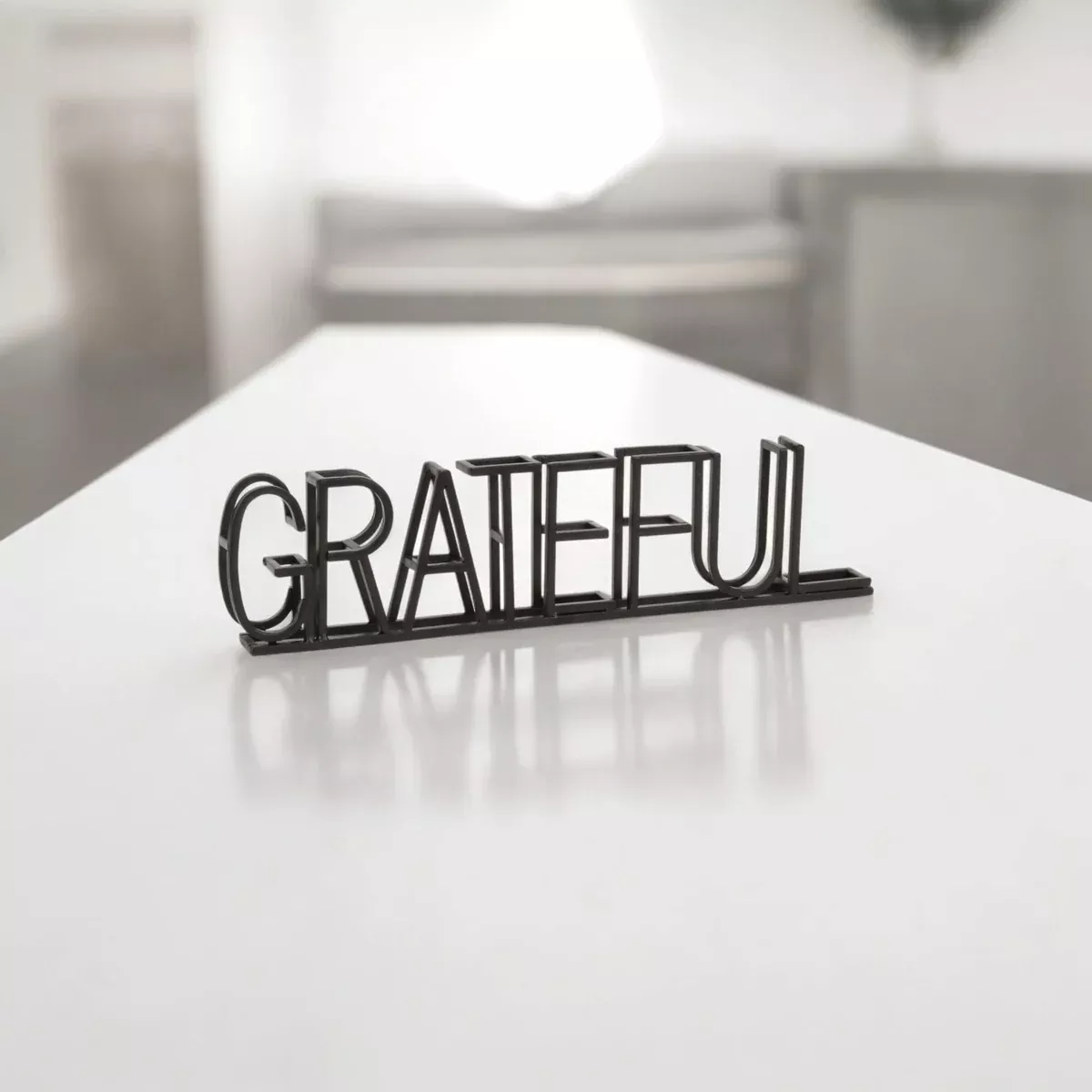 Cheungs Colma Black Metal "Grateful" Table Sign 6004GTF