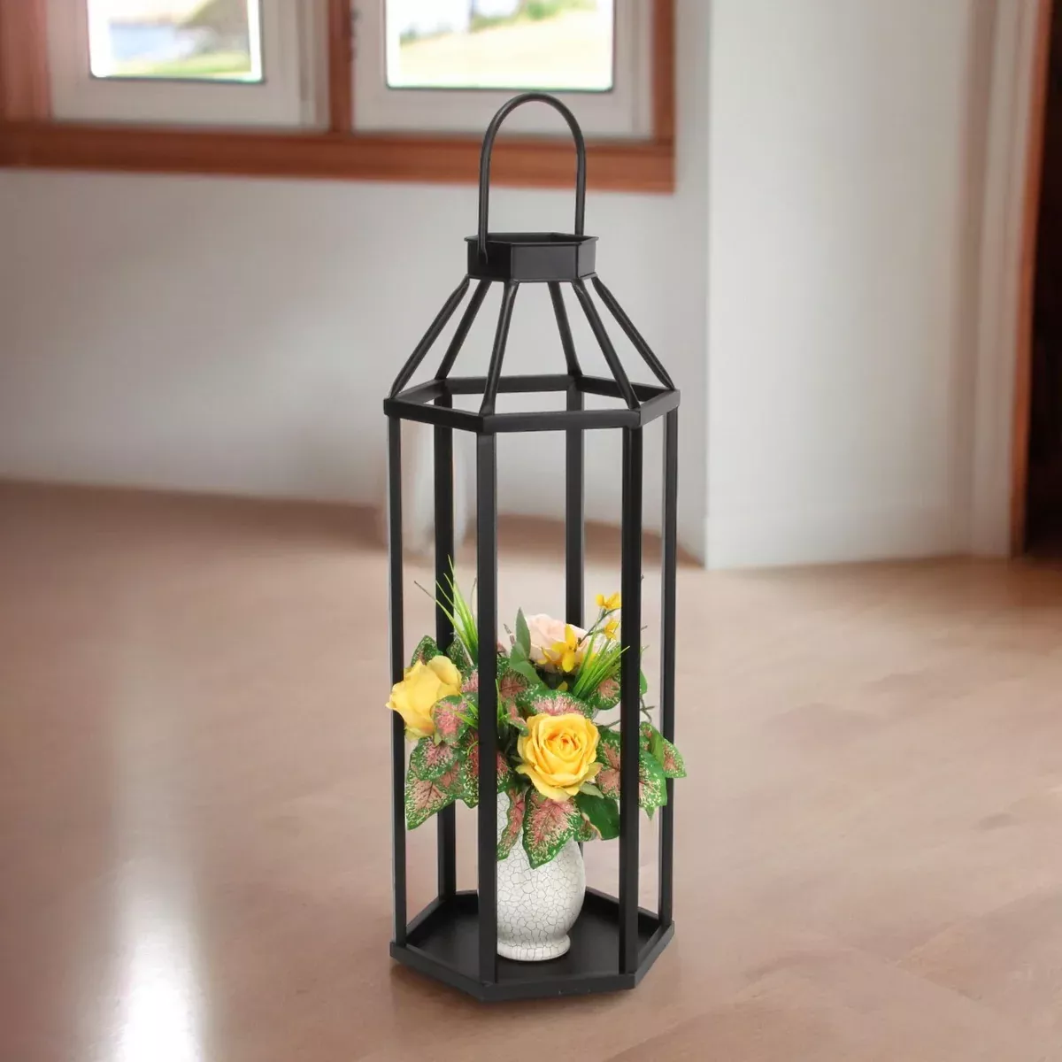 Cheungs Novara Hexagon Metal Lantern - Black 6069BK
