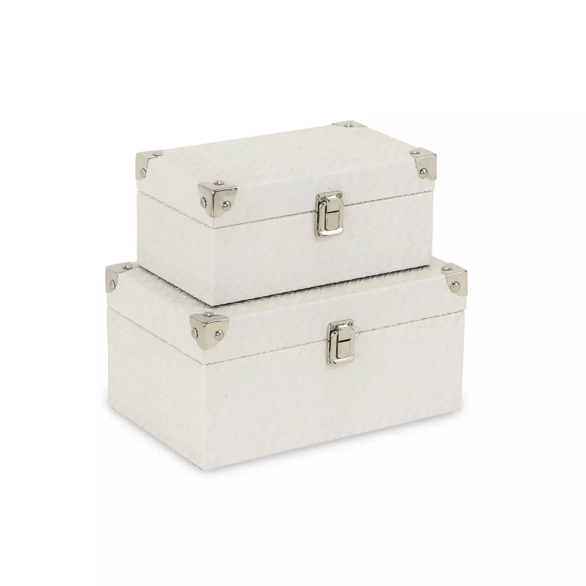 Cheungs White 2 piece woven vinyl storage box set