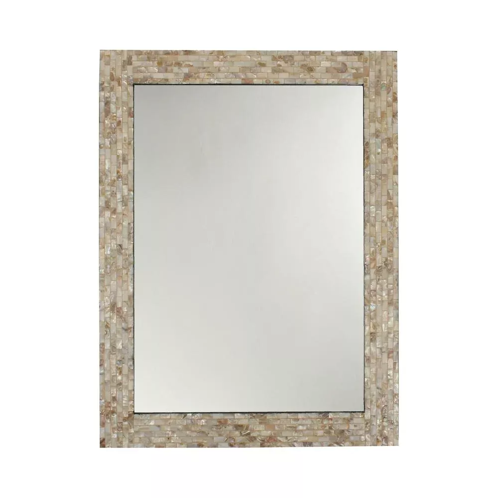 CHLOE'S Reflection Seashell Finish Rectangular Framed Wall Mirror 32'' Height - CHLOE Lighting