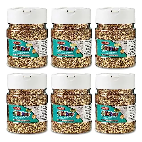 CLI Charles Leonard Creative Arts Glitter, Gold, Pack of 6 (4 oz.) Jars (CHL41470-6)