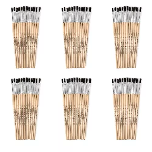 CLI Charles Leonard Flat Tip Paint Brushes, 1/4-inch Natural Bristle, 12 Per Set, 6 Sets (CHL73125-6)
