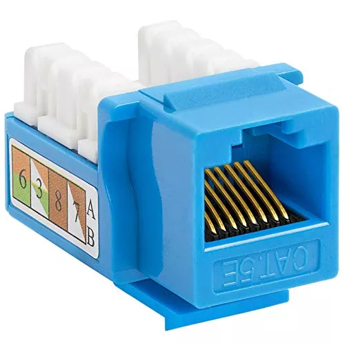 Cmple - Cat5e Keystone Jack 1Gbps RJ45 Keystone Jack 90° Degree Punch Down for RJ45 Connectors, Patch Panel and Wall Plate in Green