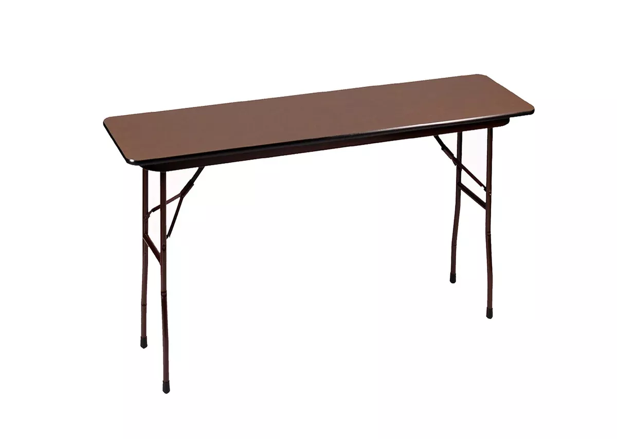 Correll CF1848M-01 18" Width x 48" Length x 29" Height Walnut Rectangular Melamine Fixed Height Top Folding Table