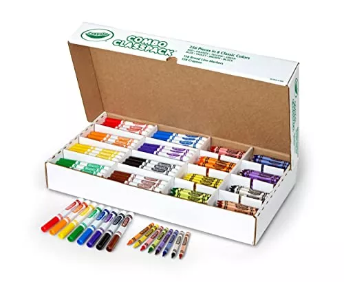 Crayola Crayons and Washable Markers Classpack (256ct), Bulk Markers for Kids, Teacher Art Supplies for Preschool & Kindergarten Classrooms