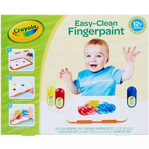 Crayola Mess Free Finger Painting Station – Washable Finger Paint for Toddlers, Essential Easter Basket Stuffers, Spring Arts & Crafts Set, Sensory Activity, Travel Toy, Ages 1+