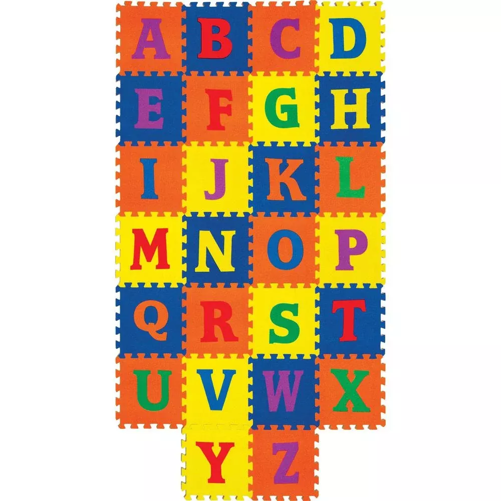 Creativity Street WonderFoam Alphabet Carpet Tiles - 12'' Length x 12'' Width - Square - Assorted - Foam