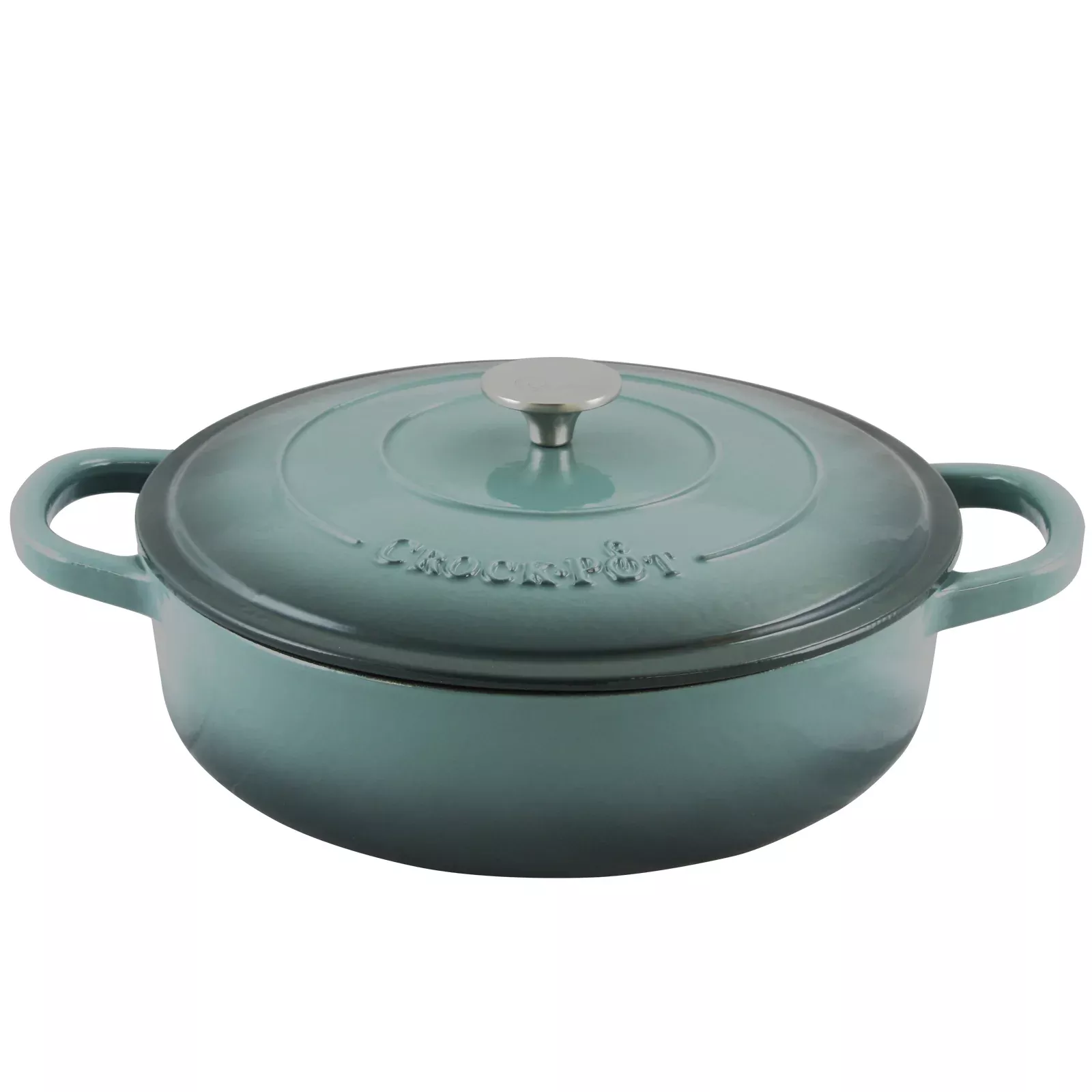 Crock-PotArtisan Enameled 5 Quart Cast Iron Round Braiser Pan with Self Basting Lid in Slate Grey