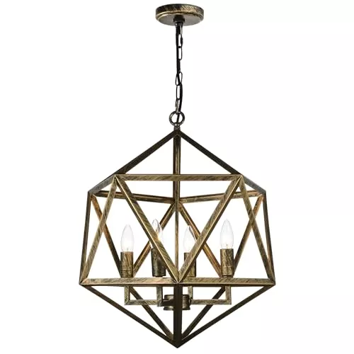 CWI Lighting 20'' Antique Forged Copper Rustic Pendant Light for Dining Room, Kitchen, Entryway – LED Compatible 4-Light with E12 Bulb Base