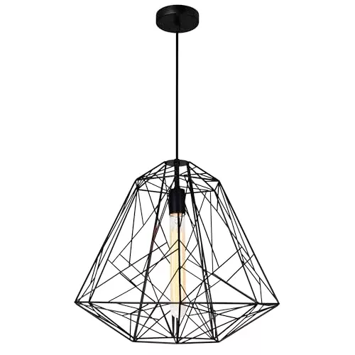 CWI Lighting Bagheera 20'' Down Pendant with Black Finish – 1-Light with E26 Base Modern Geometric Pendant Light for Dining Room or Kitchen