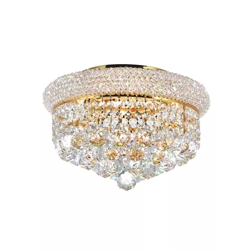 CWI Lighting Crystal 14" Gold Flush Mount Light for Bedrooms Living Rooms Dressing Room Hallways & Foyers, 4-Light with E12 Bulb Base