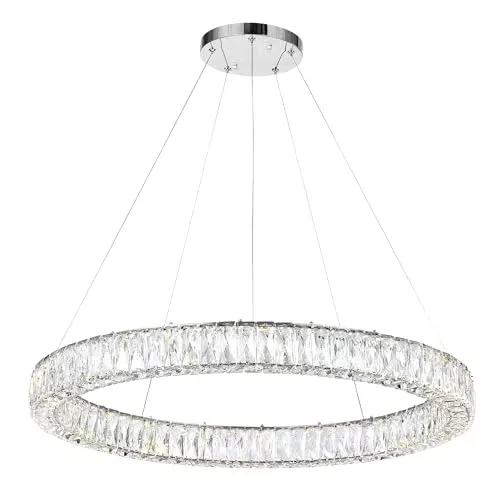 CWI Lighting Madeline Integrated LED 32in 1 Ring Chrome Chandelier