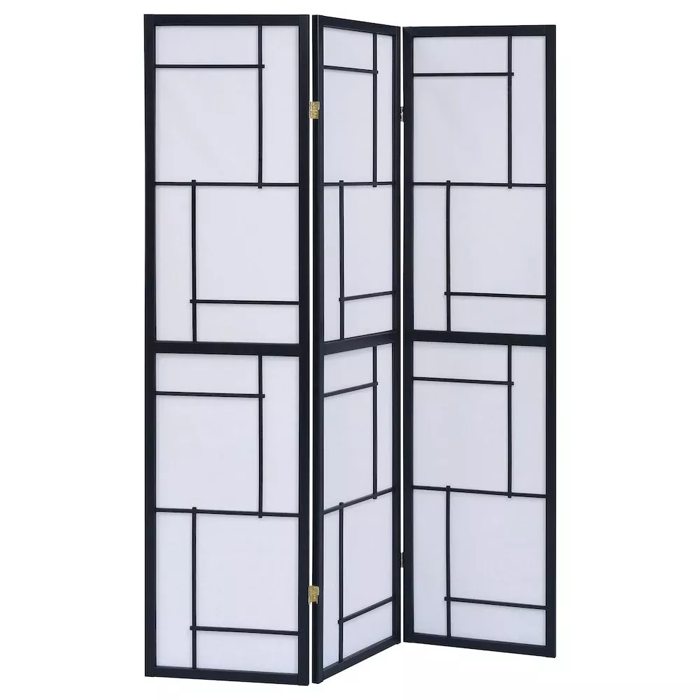 Damis 3-Panel Room Divider Folding Shoji Screen Black - Coaster Co. of America