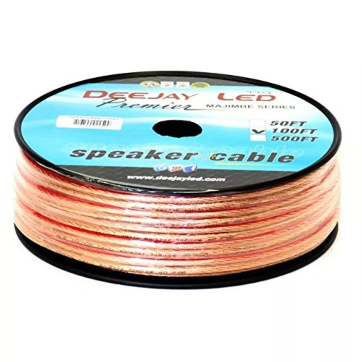 DEEJAY LED 100-Foot 2-Conductor 12 Gauge Stranded Thick Speaker Hookup Cable - TBH12AWG100
