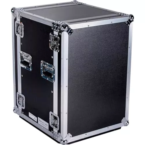 DEEJAY LED Professional Fly Drive Case 16u Space DJ Amplifier Case Engineered to Hold 18-Inch Body Depth with Wheels 3.5-Inch Diameter Durable And Noiseless Caster For Ease of Transportation - TBH16UA