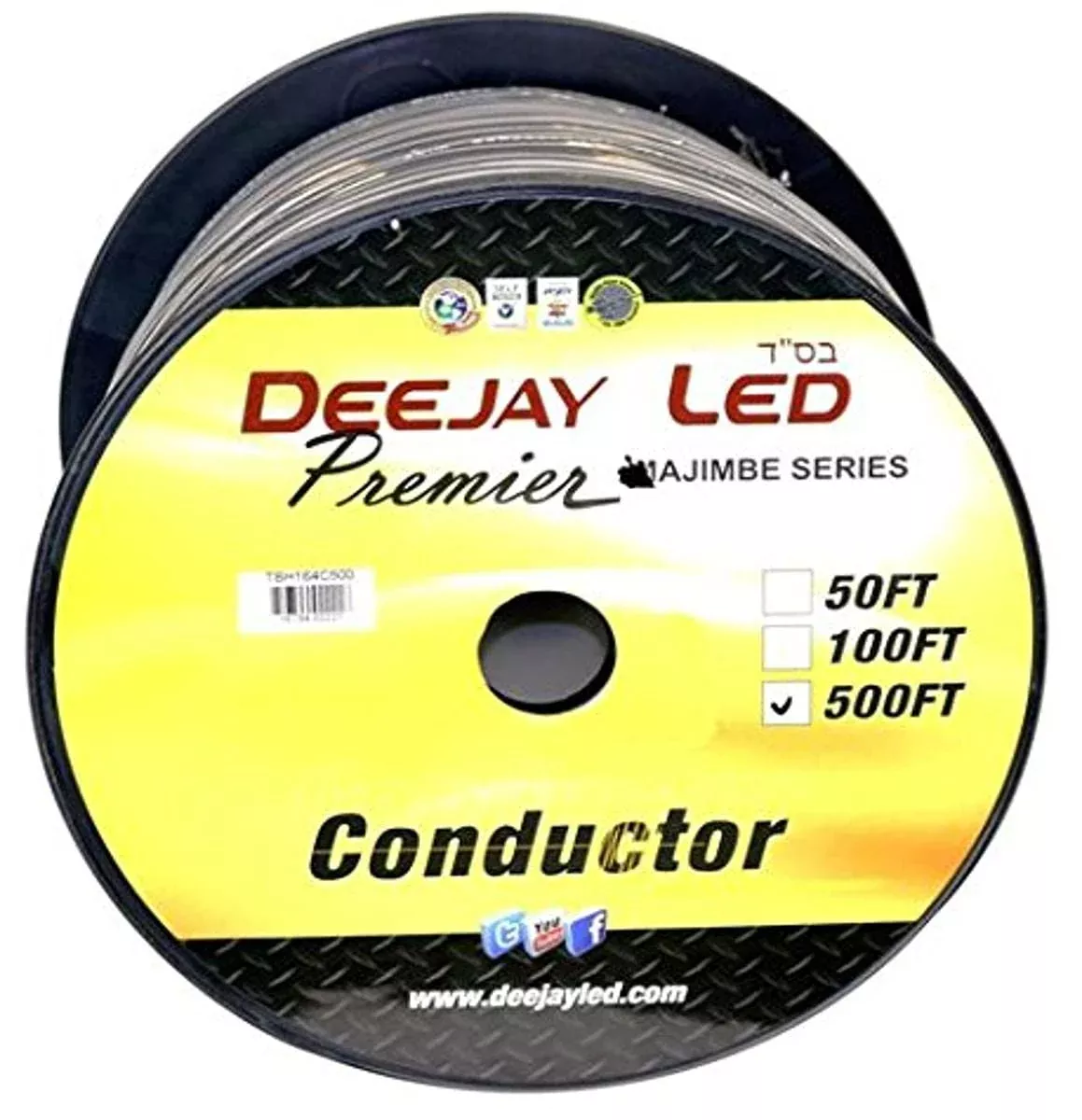 DEEJAY LED TBH164C500 500-Foot 4-Conductor 16 Gauge Stranded Cable with Single Black Jacket Ideal for Speakers