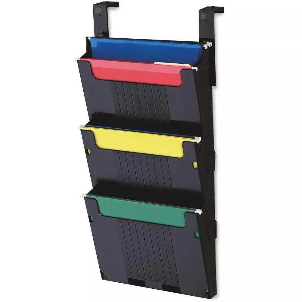 Deflecto Partition Pocket System - 3 Pocket(s) - 25'' Height x 12.6'' Width x 3.9'' Depth - Black - 3 / Set - deflecto
