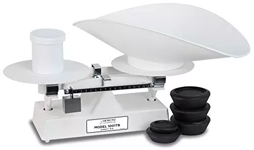 DETECTO 1001TB Mechanical Baker's Dough Scale, 16 lb x 1/4 oz Capacity, White Baked Enamel Finish, Includes Scoop and Weight Set