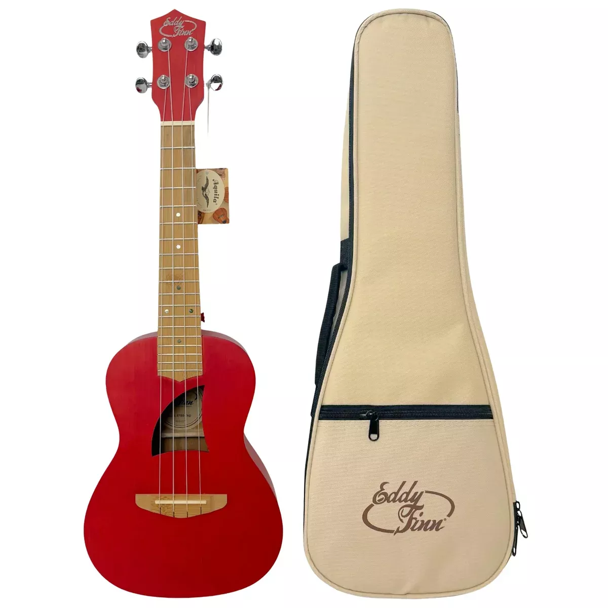 Eddy Finn Bamboo Beach Concert Ukulele for Adults, Beginner and Professional Musical Instrument, Travel-Friendly with Gig Bag, Concert Blue