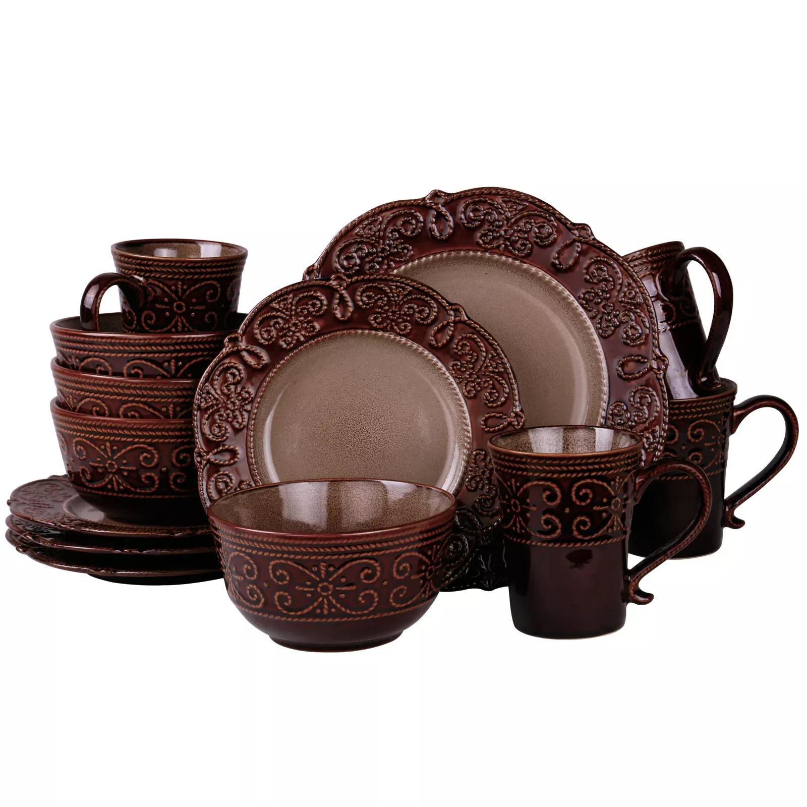 Elama ’s Salia 16 Piece Stoneware Dinnerware Set