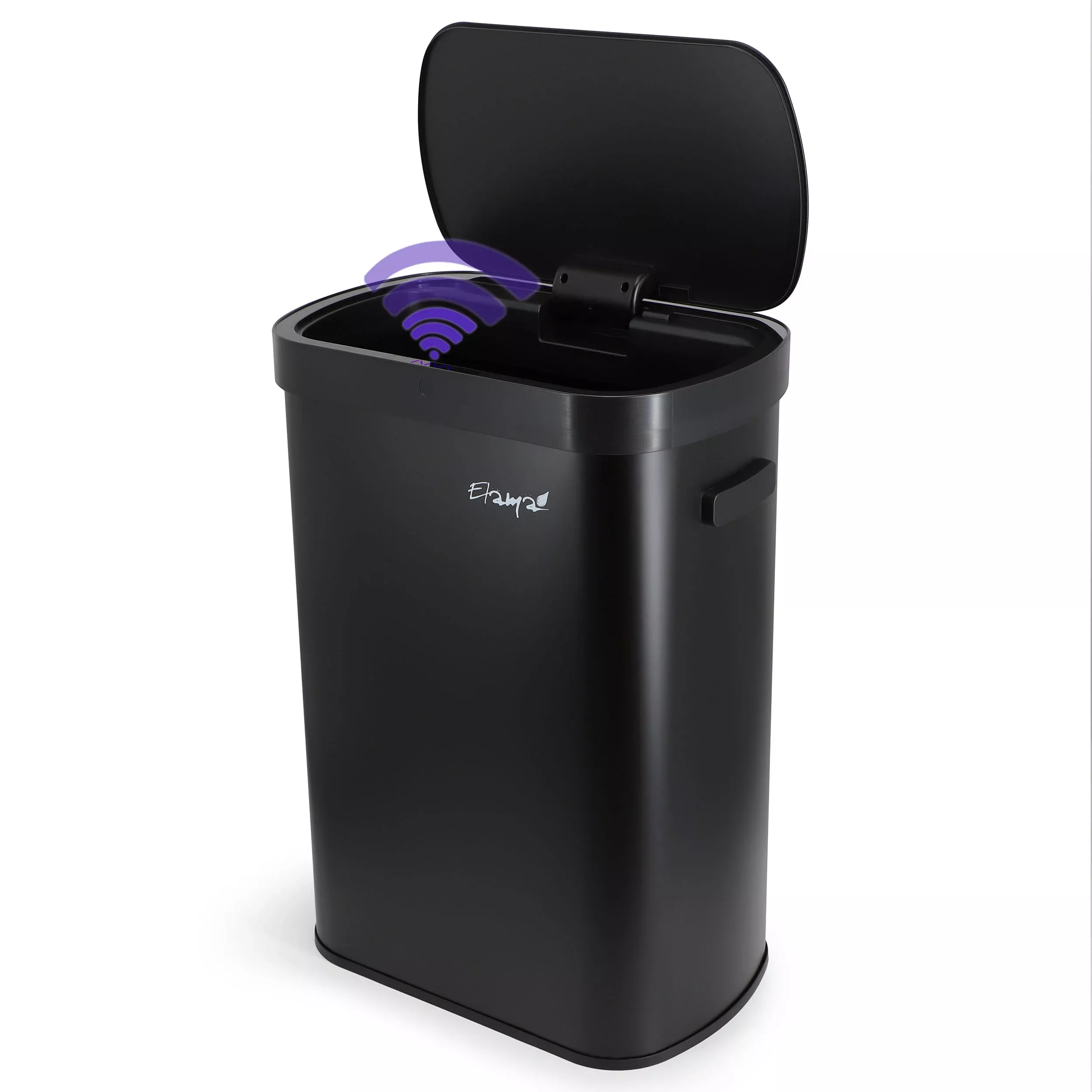 Elama13 Gallon Automatic Sensor Hands Free Trash Can in Black