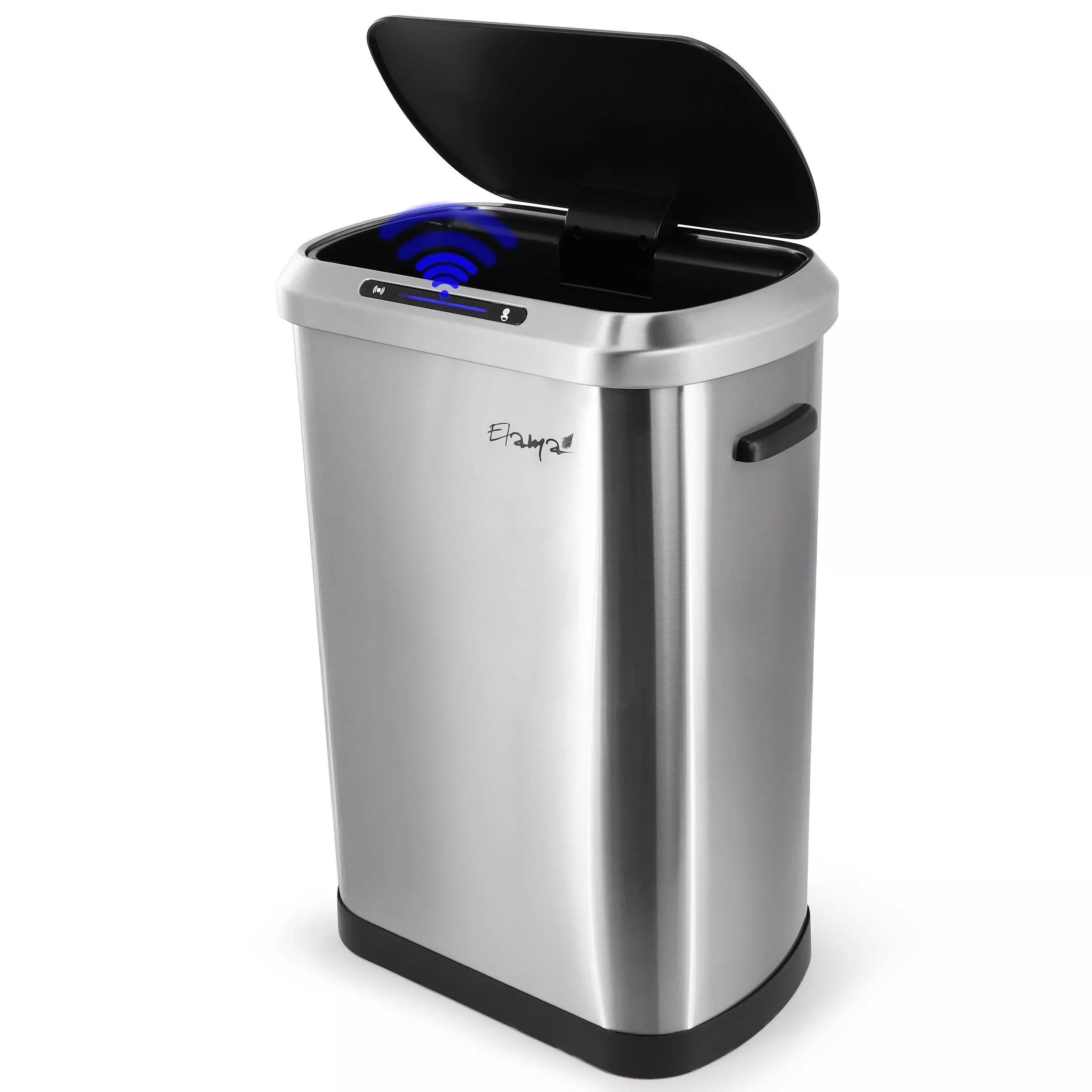 Elama13 Gallon Automatic Sensor Hands Free Trash Can in Silver