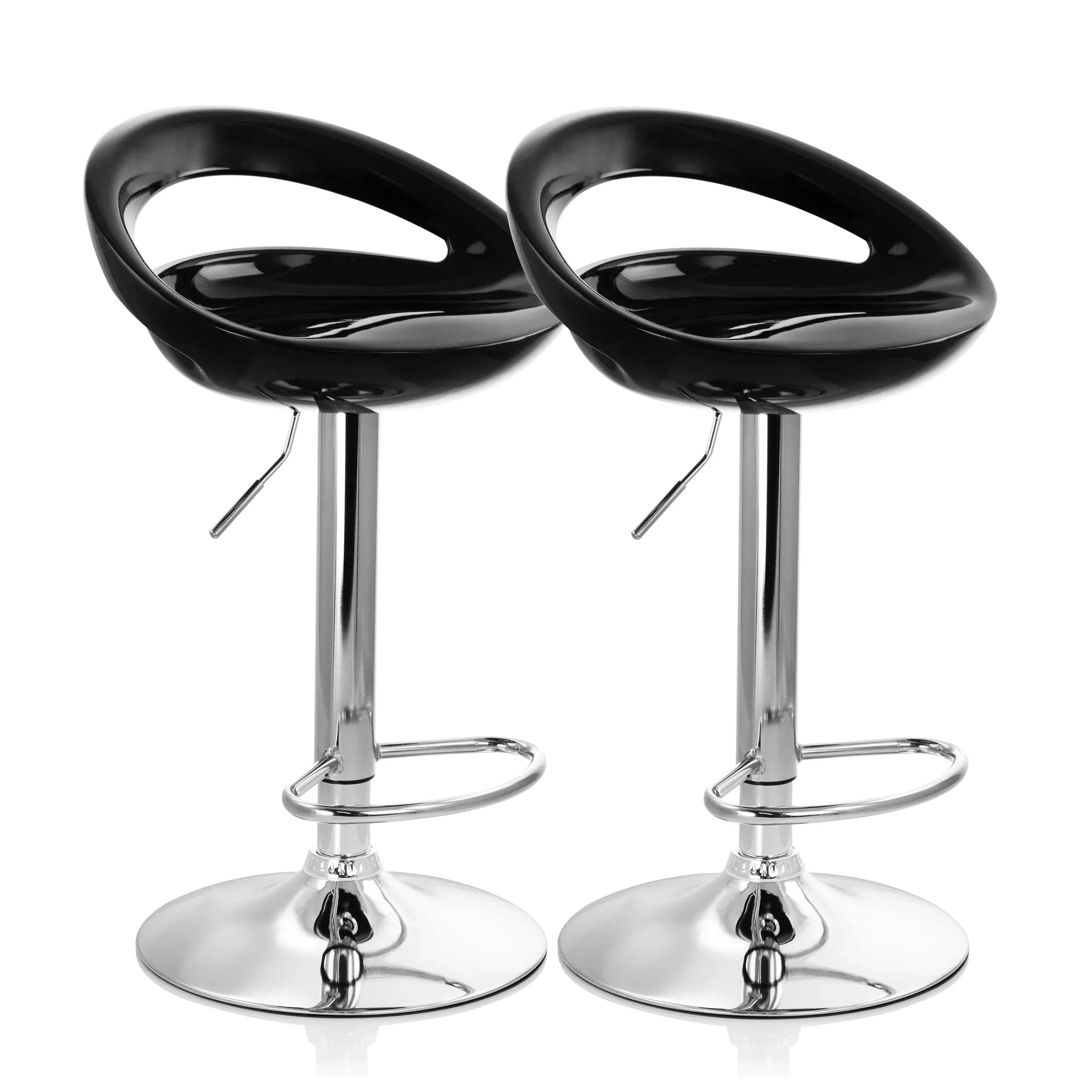 Elama2 Piece Retro Adjustable Bar Stool in Black with Chrome Base